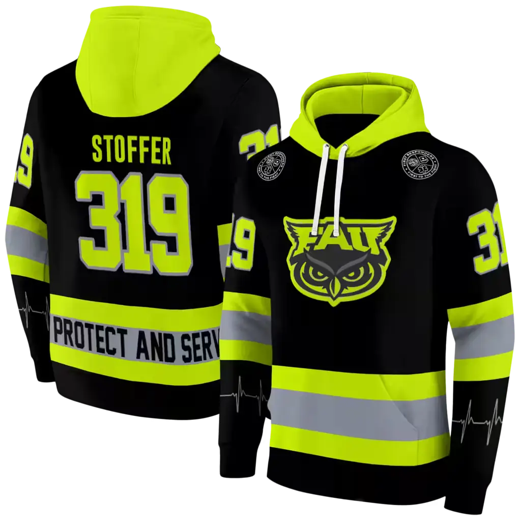 customized florida atlantic owls safety motif black neon green hoodie fashion forward customized florida atlantic owls safety motif black neon green hoodie fashion forward