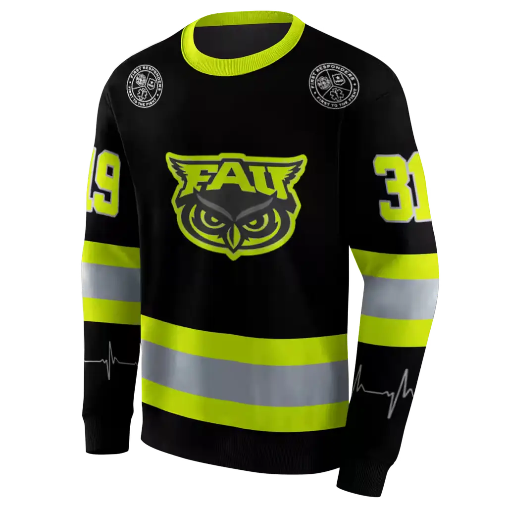 customized florida atlantic owls safety motif black neon green hoodie new arrival customized florida atlantic owls safety motif black neon green hoodie new arrival