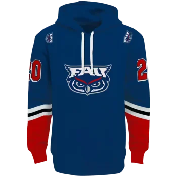 customized florida atlantic owls striped sleeves blue hoodie best selling