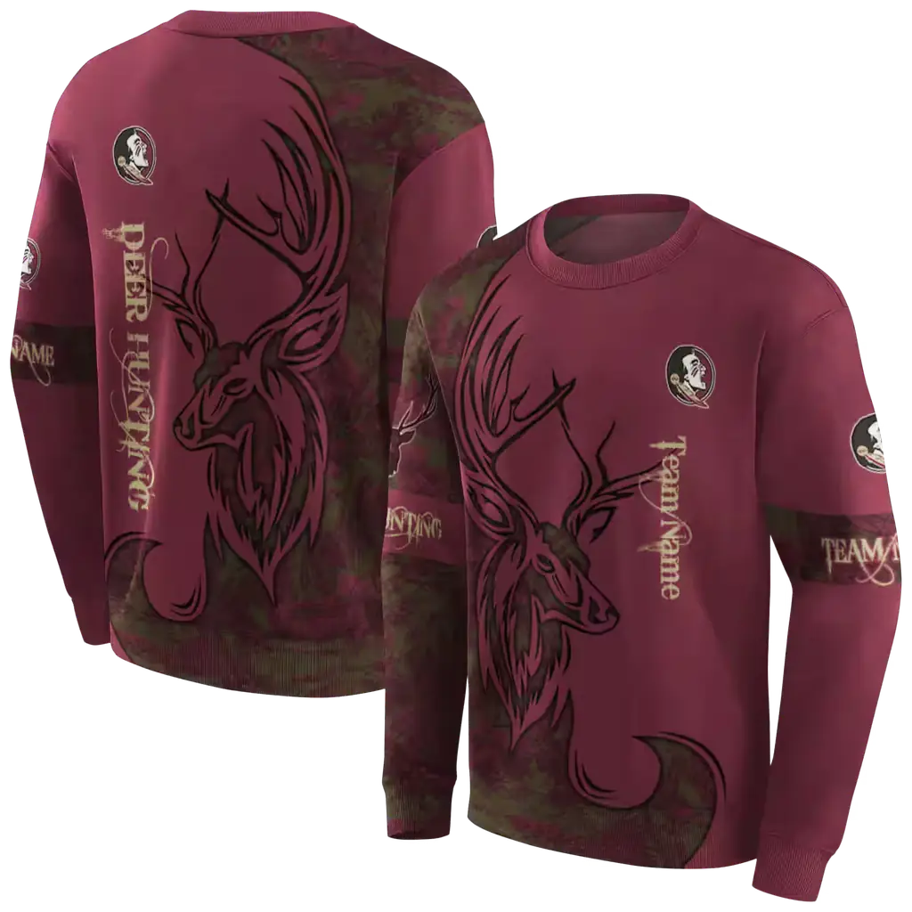 customized florida state seminoles deer silhouette garnet hoodie premium grade customized florida state seminoles deer silhouette garnet hoodie premium grade