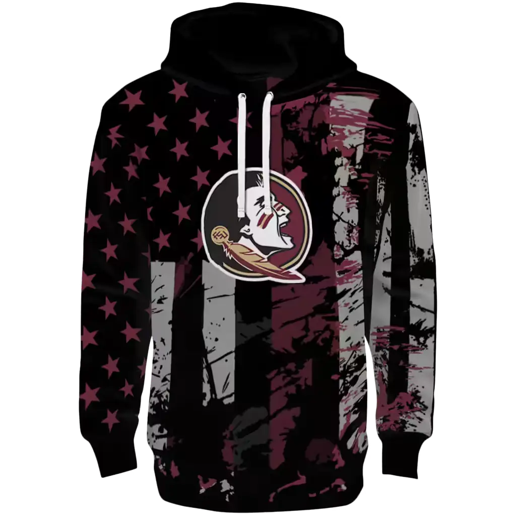 customized florida state seminoles distressed flag garnet black hoodie best selling customized florida state seminoles distressed flag garnet black hoodie best selling
