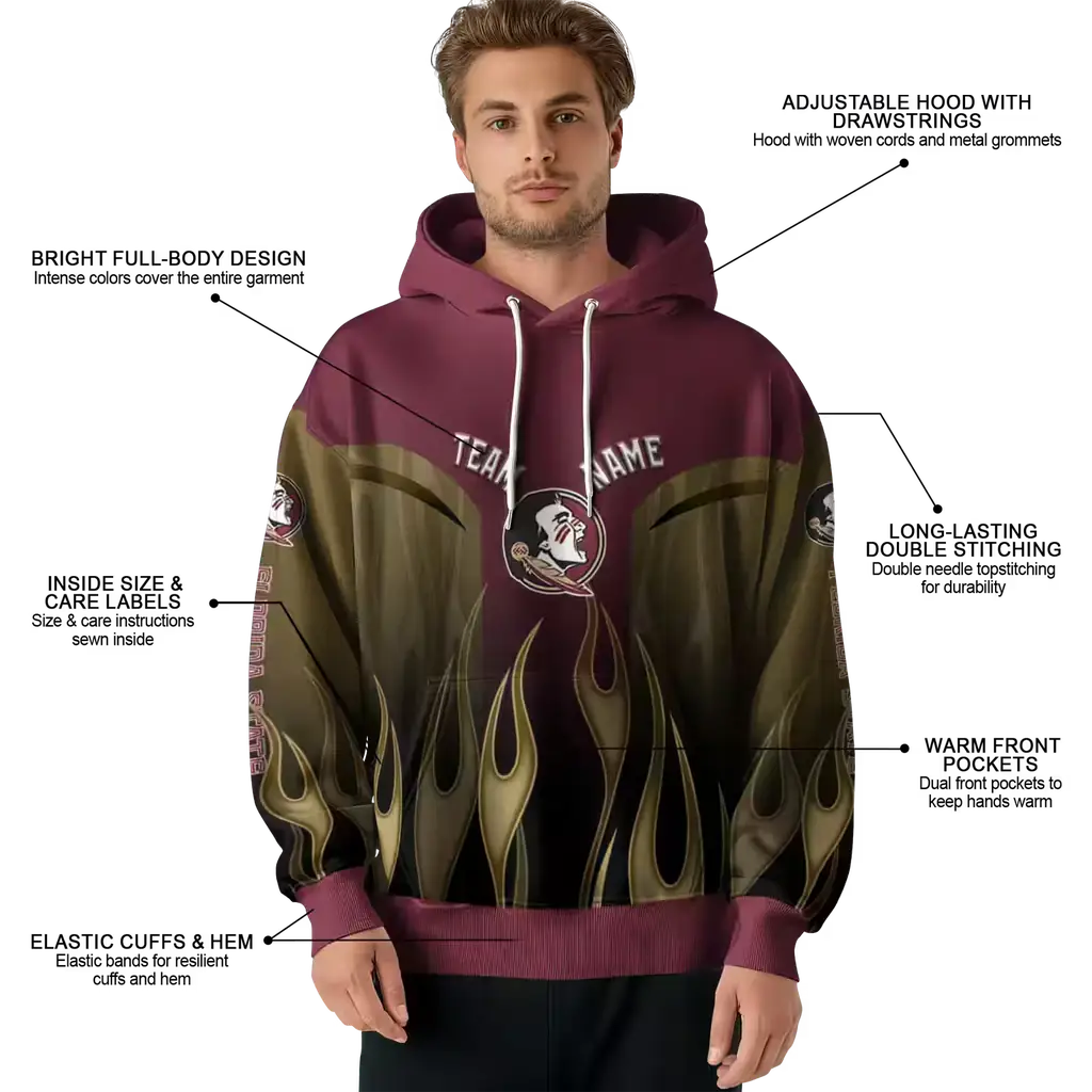 customized florida state seminoles flame design garnet hoodie latest model customized florida state seminoles flame design garnet hoodie latest model