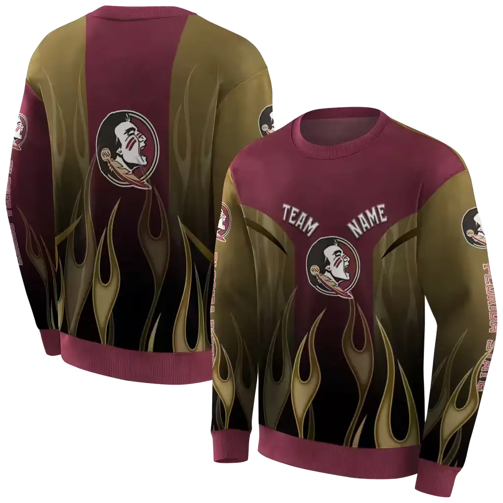 customized florida state seminoles flame design garnet hoodie premium grade customized florida state seminoles flame design garnet hoodie premium grade