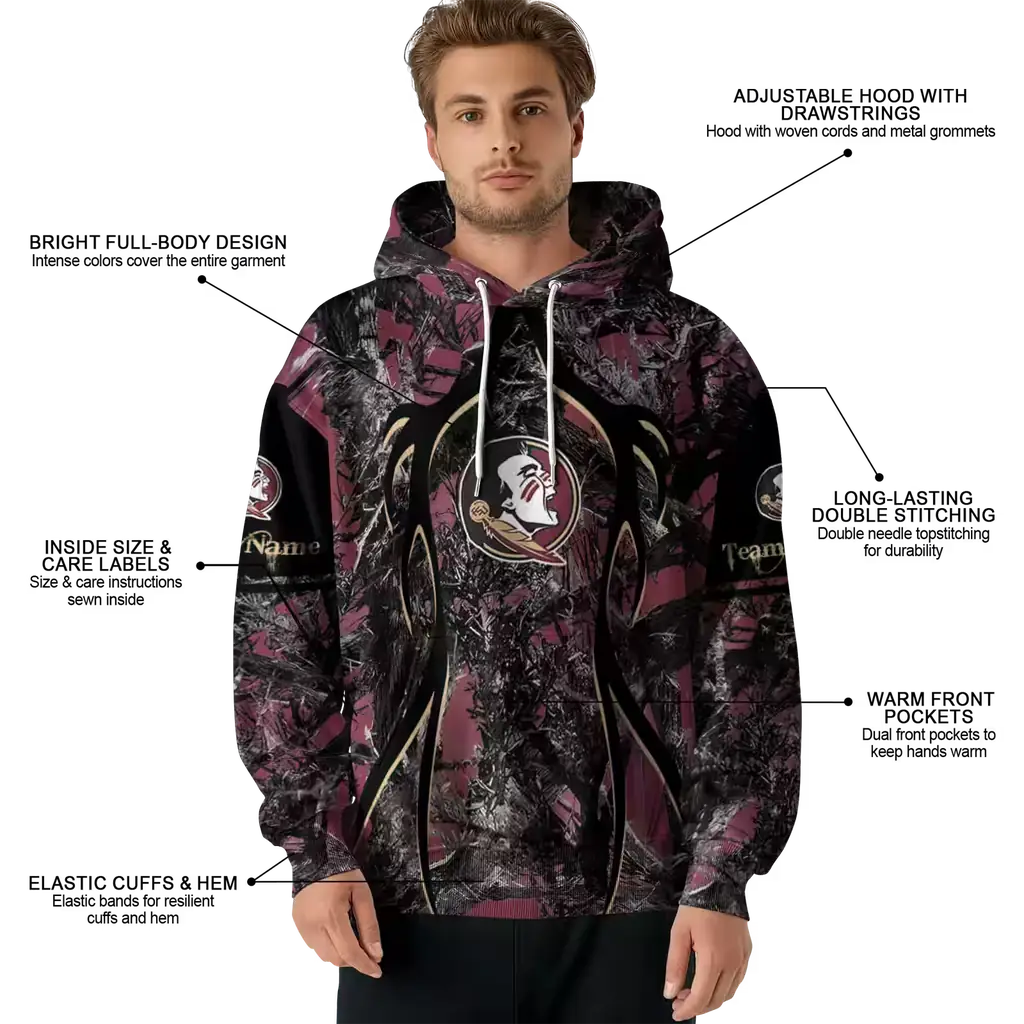 customized florida state seminoles hunting theme garnet black hoodie latest model customized florida state seminoles hunting theme garnet black hoodie latest model