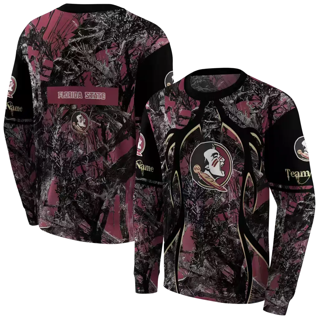 customized florida state seminoles hunting theme garnet black hoodie premium grade customized florida state seminoles hunting theme garnet black hoodie premium grade