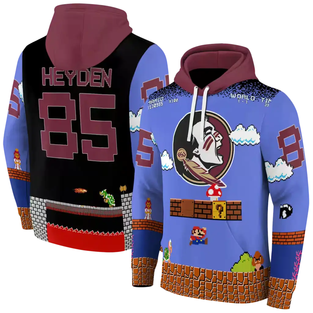 customized florida state seminoles mario blue black hoodie fashion forward customized florida state seminoles mario blue black hoodie fashion forward
