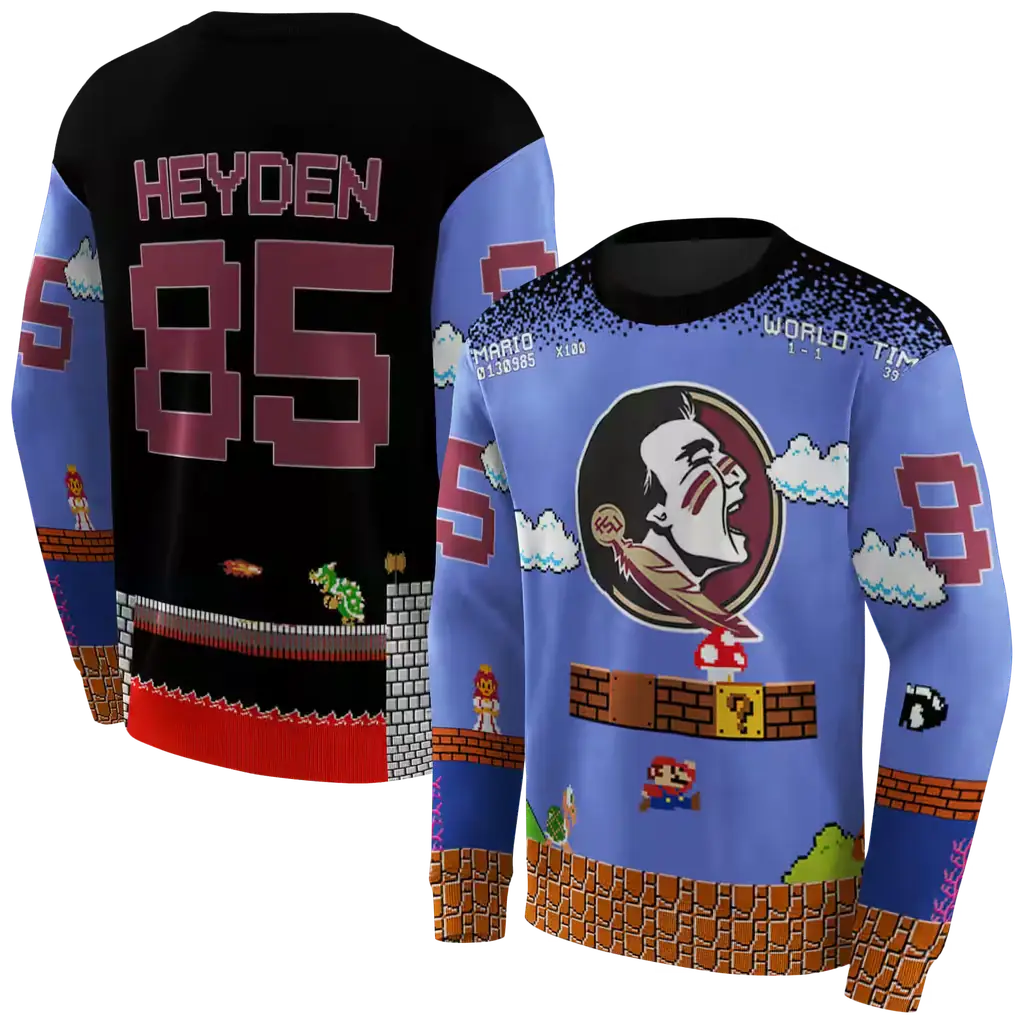 customized florida state seminoles mario blue black hoodie premium grade customized florida state seminoles mario blue black hoodie premium grade