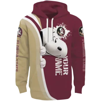 customized florida state seminoles peeking snoopy garnet hoodie best selling