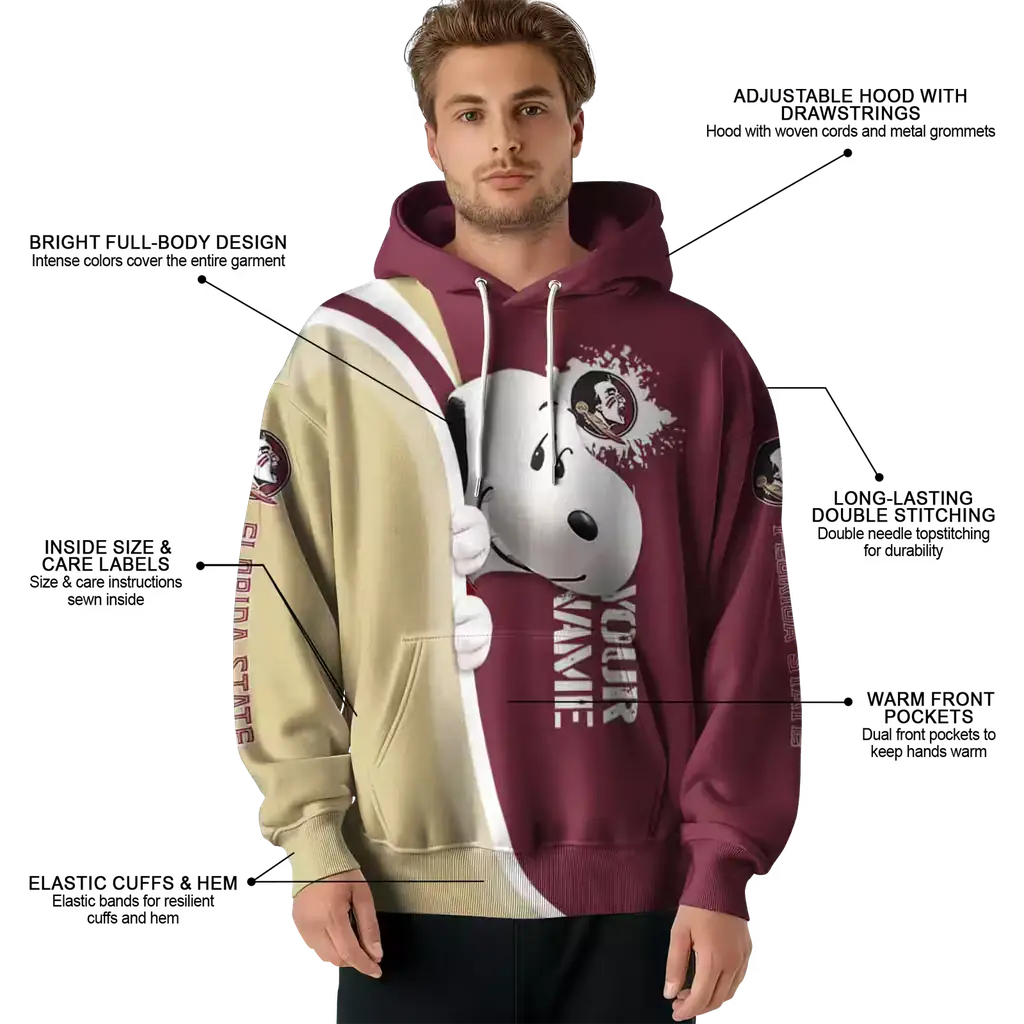 customized florida state seminoles peeking snoopy garnet hoodie latest model customized florida state seminoles peeking snoopy garnet hoodie latest model