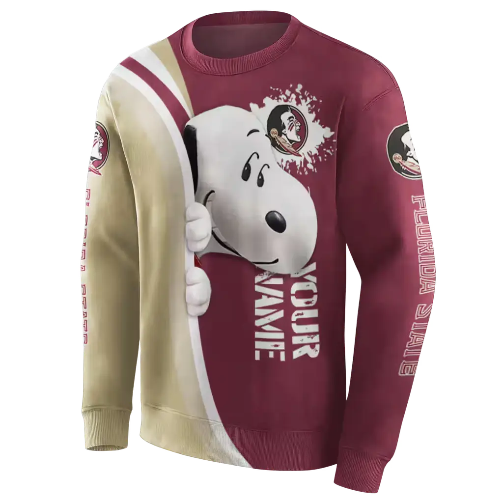 customized florida state seminoles peeking snoopy garnet hoodie new arrival customized florida state seminoles peeking snoopy garnet hoodie new arrival