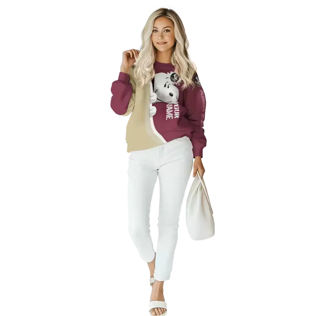 customized florida state seminoles peeking snoopy garnet hoodie trendy customized florida state seminoles peeking snoopy garnet hoodie trendy