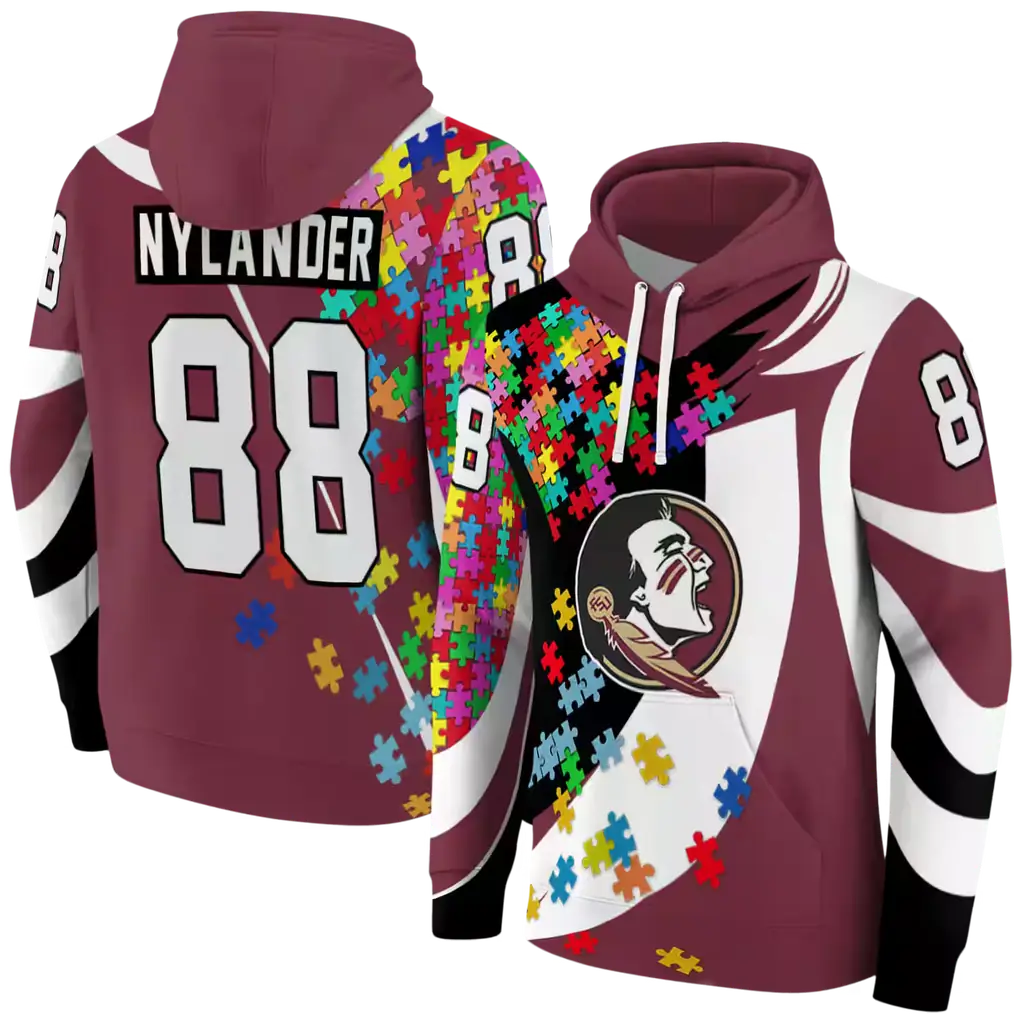 customized florida state seminoles puzzle pieces garnet hoodie fashion forward customized florida state seminoles puzzle pieces garnet hoodie fashion forward
