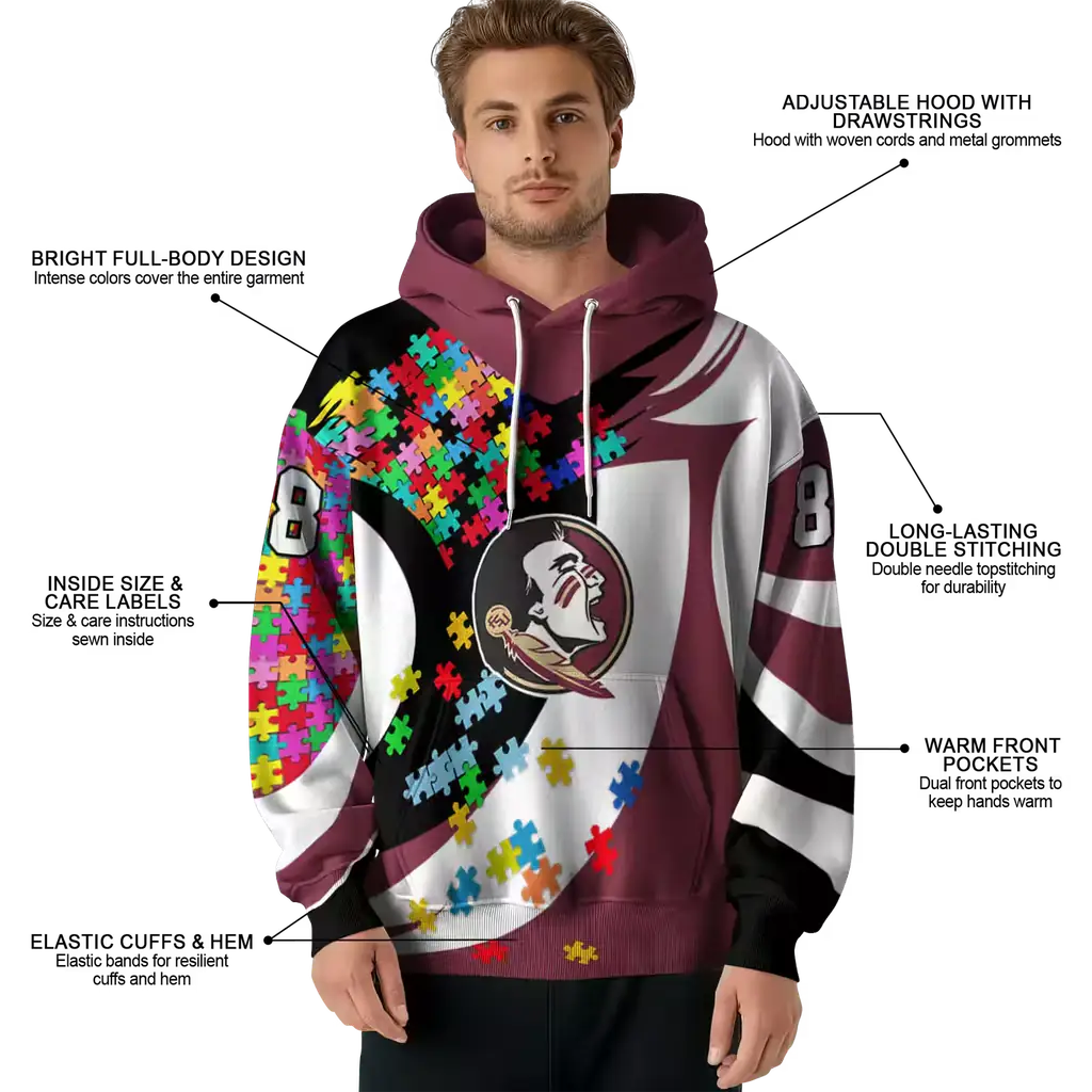 customized florida state seminoles puzzle pieces garnet hoodie latest model customized florida state seminoles puzzle pieces garnet hoodie latest model
