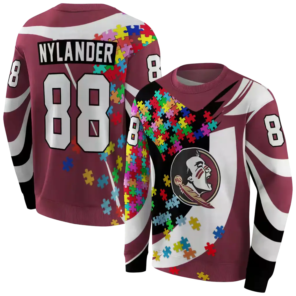 customized florida state seminoles puzzle pieces garnet hoodie premium grade customized florida state seminoles puzzle pieces garnet hoodie premium grade