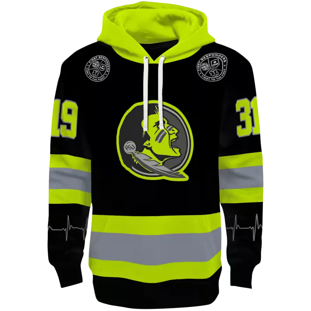 customized florida state seminoles safety motif black neon green hoodie best selling customized florida state seminoles safety motif black neon green hoodie best selling
