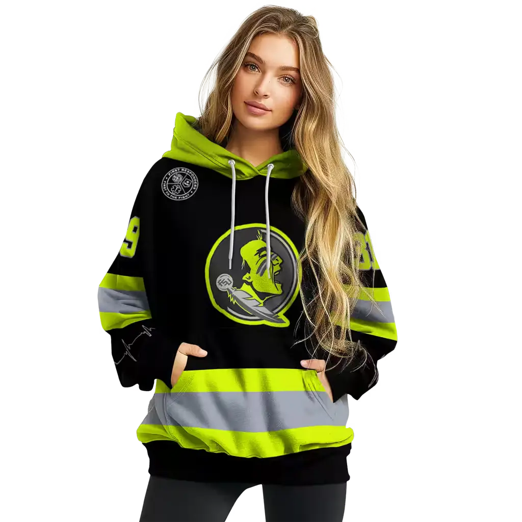 customized florida state seminoles safety motif black neon green hoodie high quality customized florida state seminoles safety motif black neon green hoodie high quality