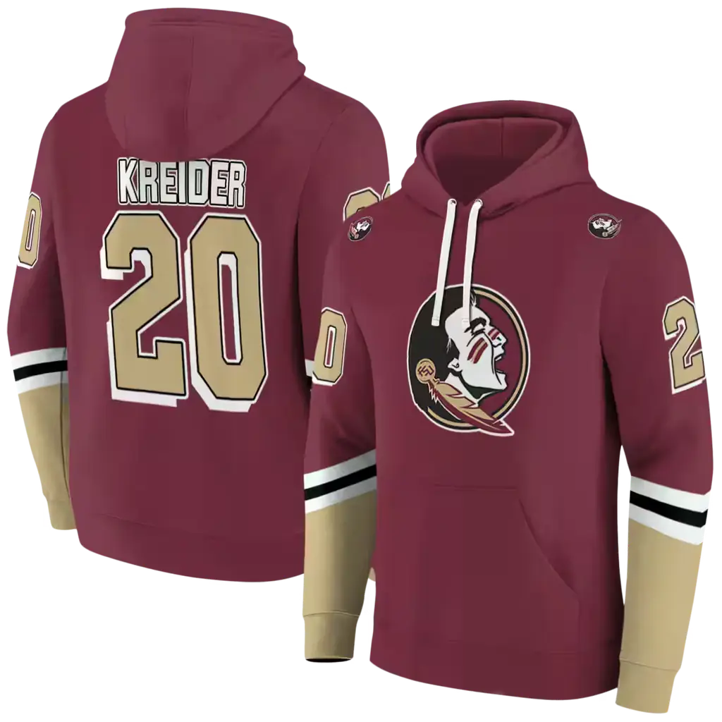 customized florida state seminoles striped sleeves garnet hoodie fashion forward customized florida state seminoles striped sleeves garnet hoodie fashion forward