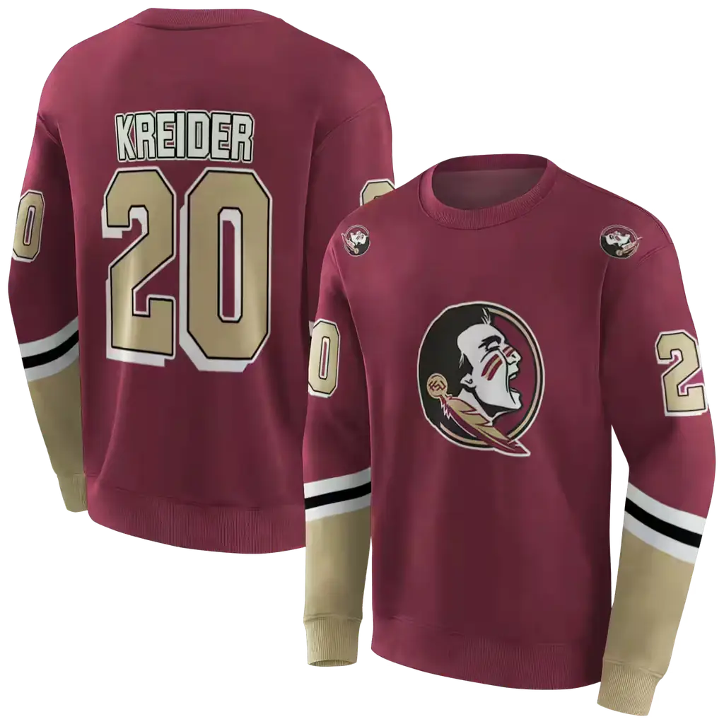 customized florida state seminoles striped sleeves garnet hoodie premium grade customized florida state seminoles striped sleeves garnet hoodie premium grade