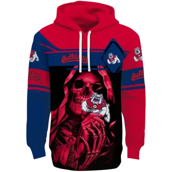customized fresno state bulldogs grim reaper red black hoodie best selling