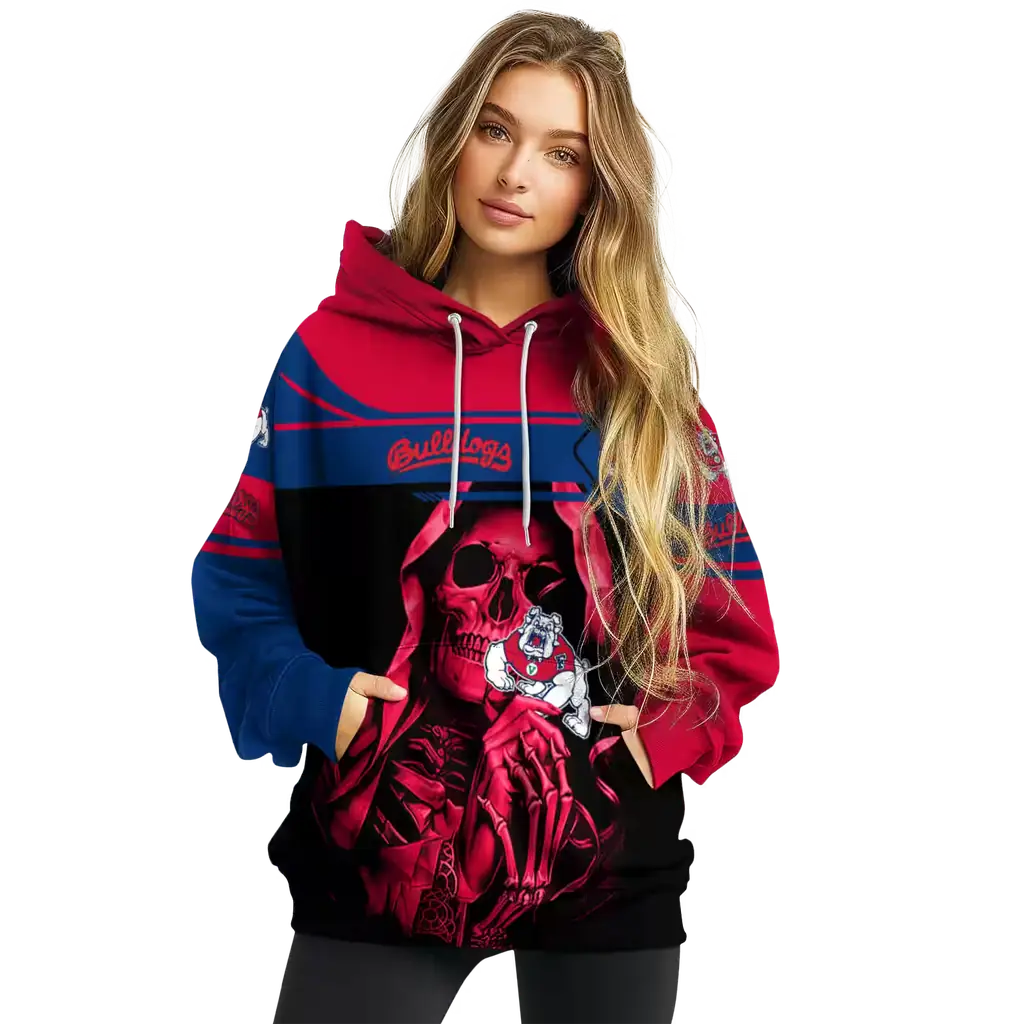 customized fresno state bulldogs grim reaper red black hoodie high quality customized fresno state bulldogs grim reaper red black hoodie high quality