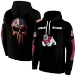 customized fresno state bulldogs punisher skull black hoodie best selling