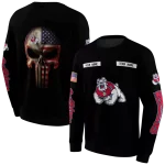 customized fresno state bulldogs punisher skull black hoodie best selling