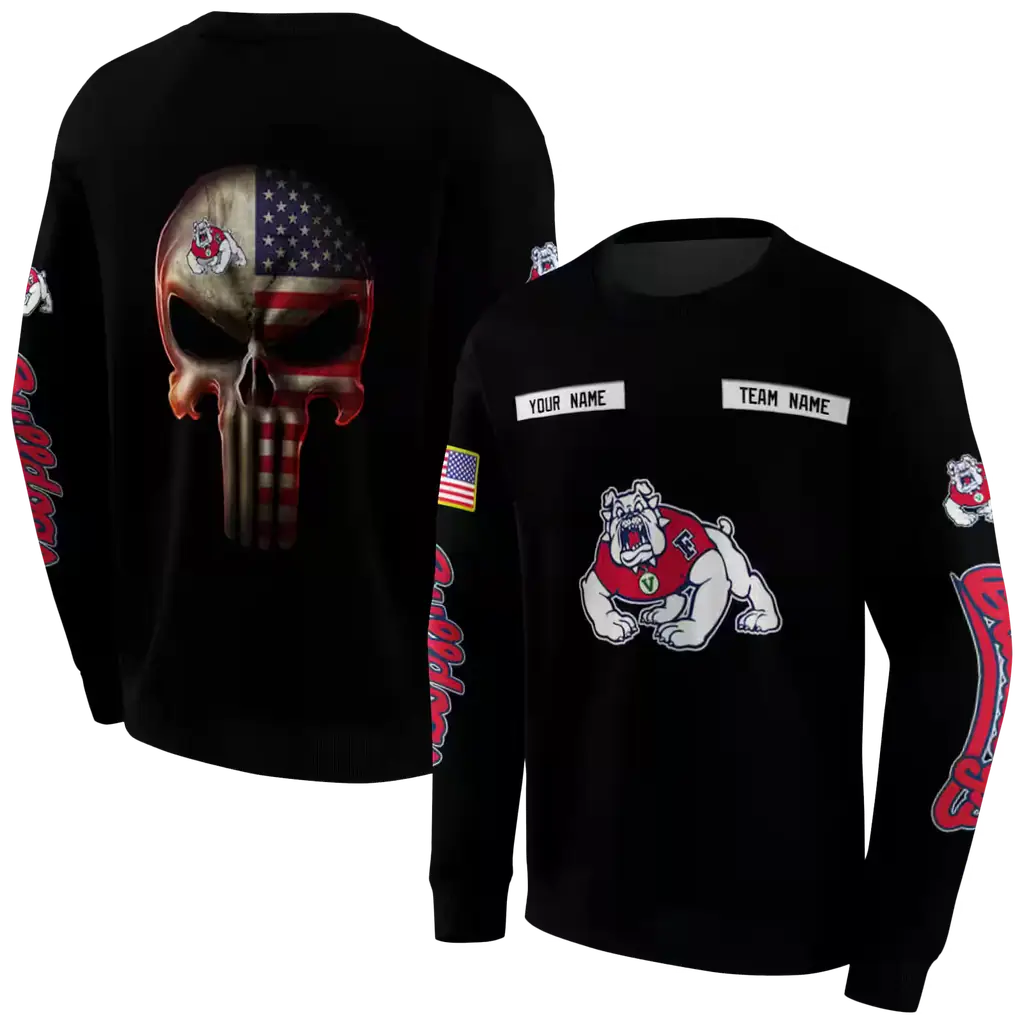 customized fresno state bulldogs punisher skull black hoodie premium grade customized fresno state bulldogs punisher skull black hoodie premium grade