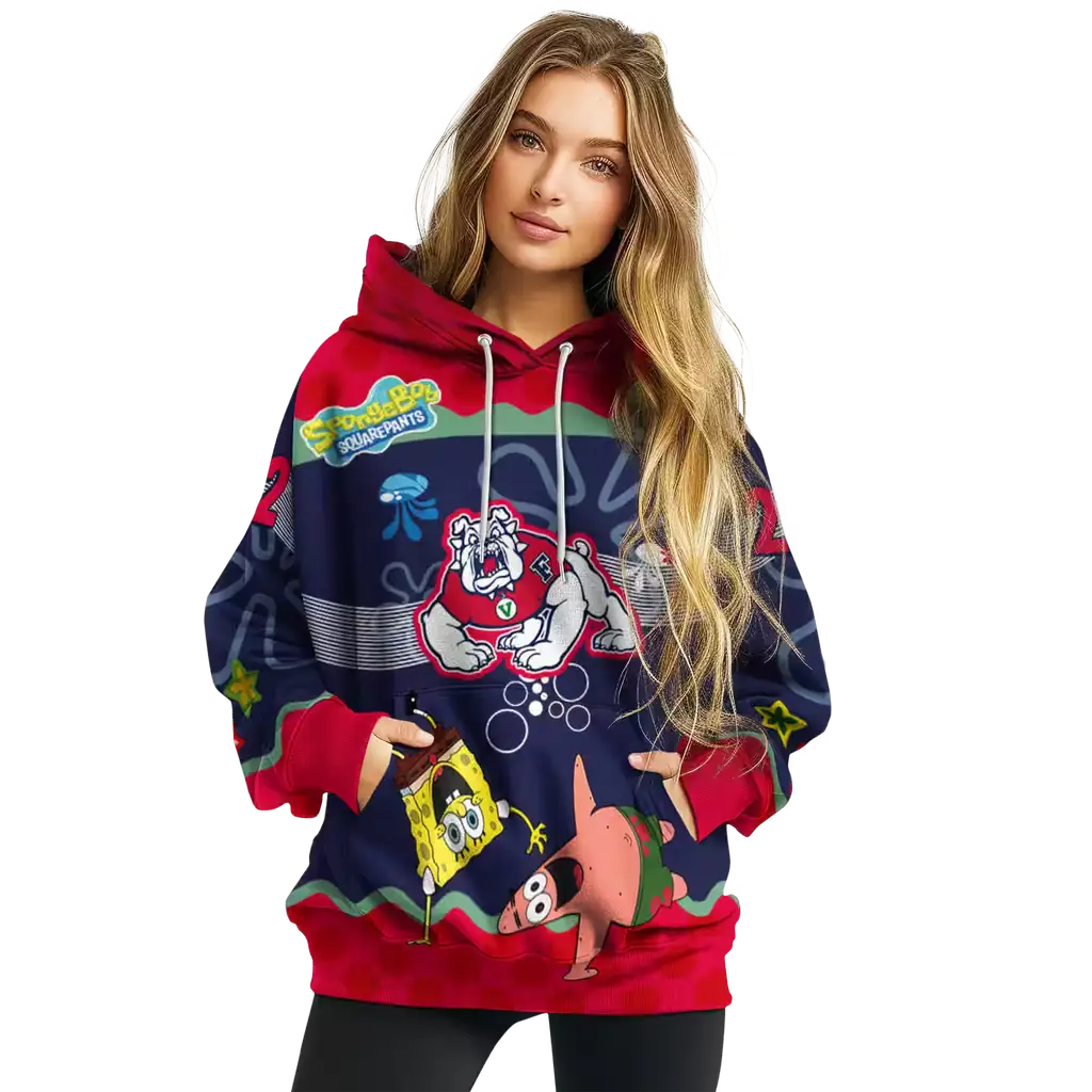 customized fresno state bulldogs spongebob patrick star red navy hoodie high quality customized fresno state bulldogs spongebob patrick star red navy hoodie high quality