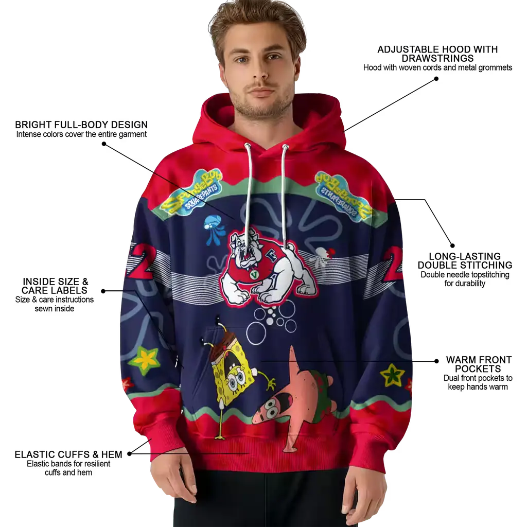 customized fresno state bulldogs spongebob patrick star red navy hoodie latest model customized fresno state bulldogs spongebob patrick star red navy hoodie latest model