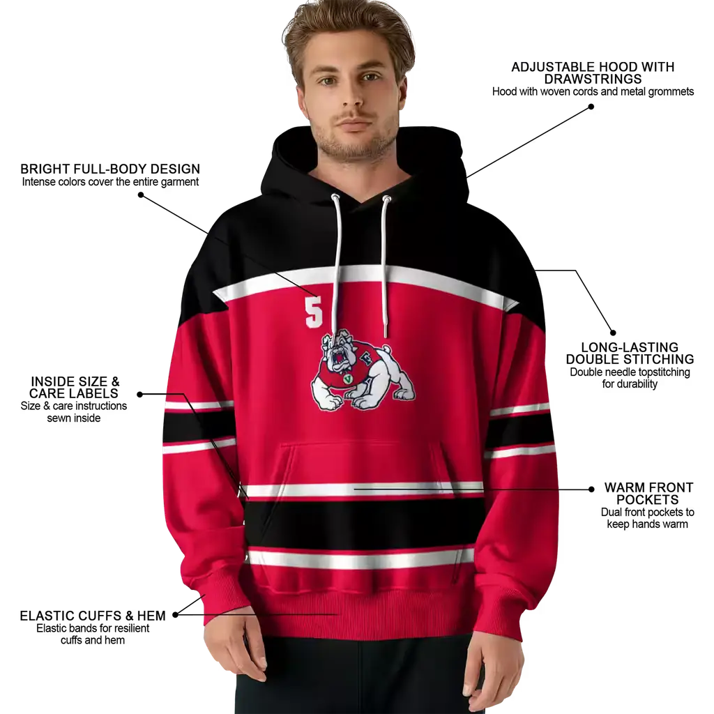 customized fresno state bulldogs striped pattern red hoodie latest model customized fresno state bulldogs striped pattern red hoodie latest model