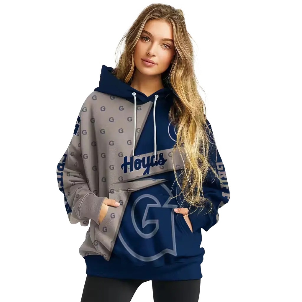 customized georgetown hoyas abstract shape blue hoodie high quality customized georgetown hoyas abstract shape blue hoodie high quality