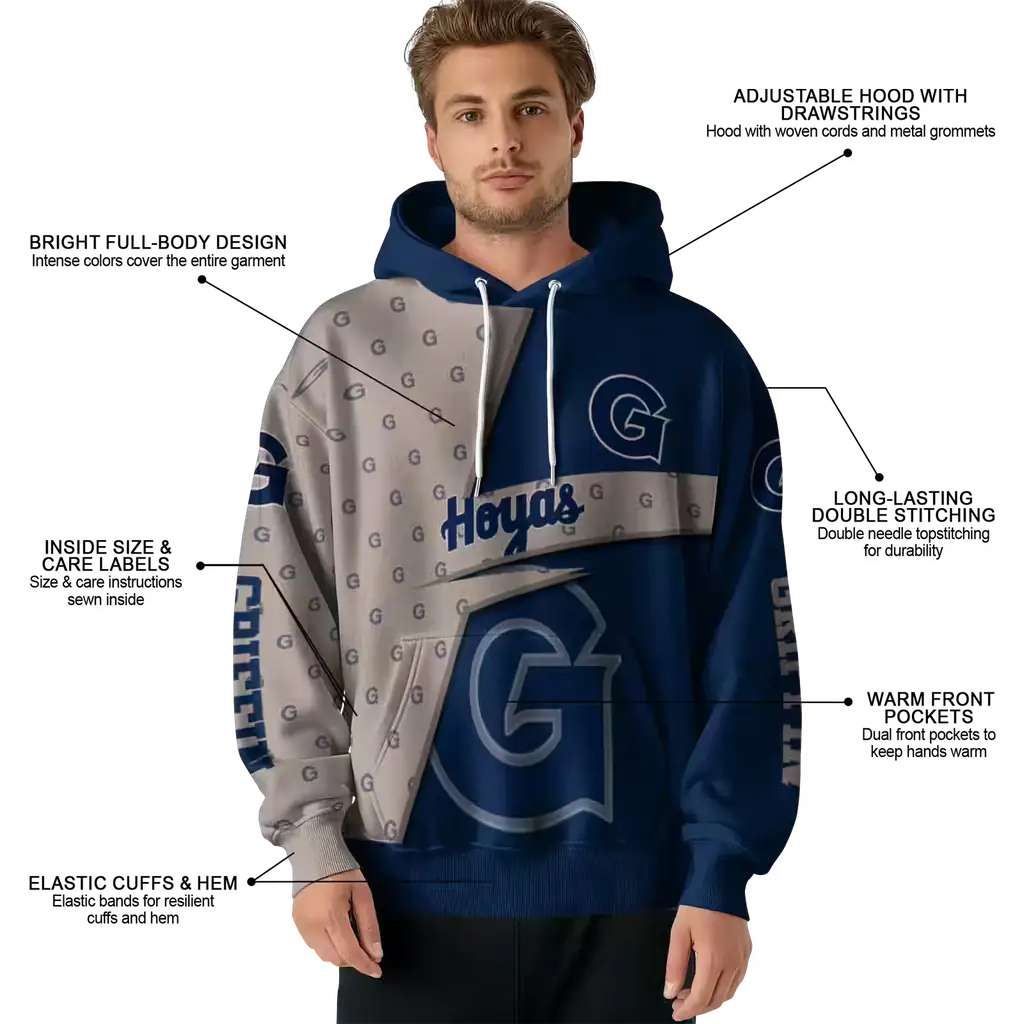 customized georgetown hoyas abstract shape blue hoodie latest model customized georgetown hoyas abstract shape blue hoodie latest model