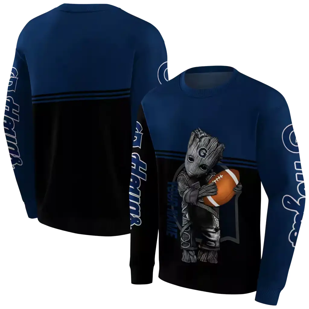 customized georgetown hoyas baby groot blue black hoodie premium grade customized georgetown hoyas baby groot blue black hoodie premium grade