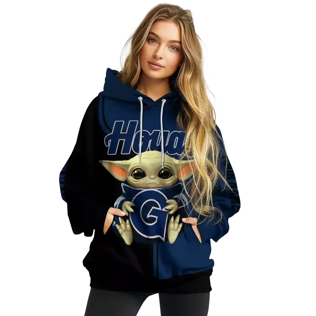 customized georgetown hoyas baby yoda blue black hoodie high quality customized georgetown hoyas baby yoda blue black hoodie high quality