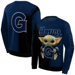 customized georgetown hoyas baby yoda blue black hoodie best selling