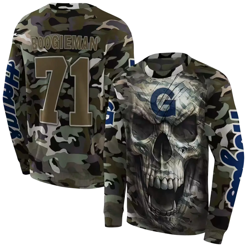 customized georgetown hoyas camo skull hoodie premium grade customized georgetown hoyas camo skull hoodie premium grade