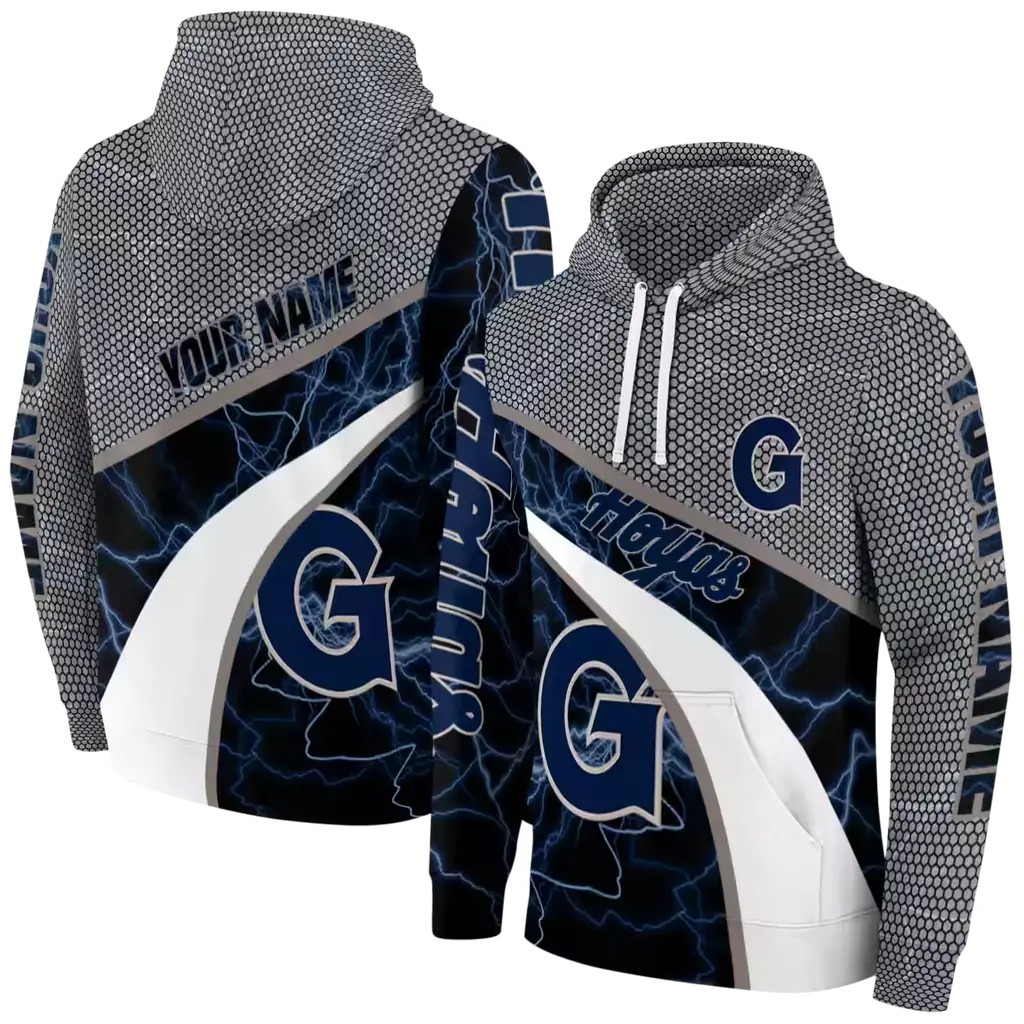 customized georgetown hoyas hexagonal mesh blue black gray hoodie fashion forward customized georgetown hoyas hexagonal mesh blue black gray hoodie fashion forward