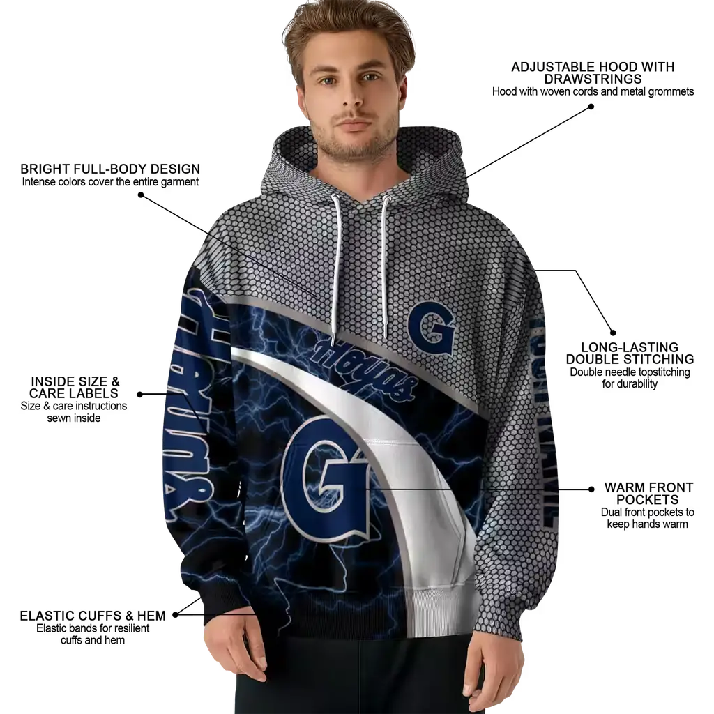 customized georgetown hoyas hexagonal mesh blue black gray hoodie latest model customized georgetown hoyas hexagonal mesh blue black gray hoodie latest model