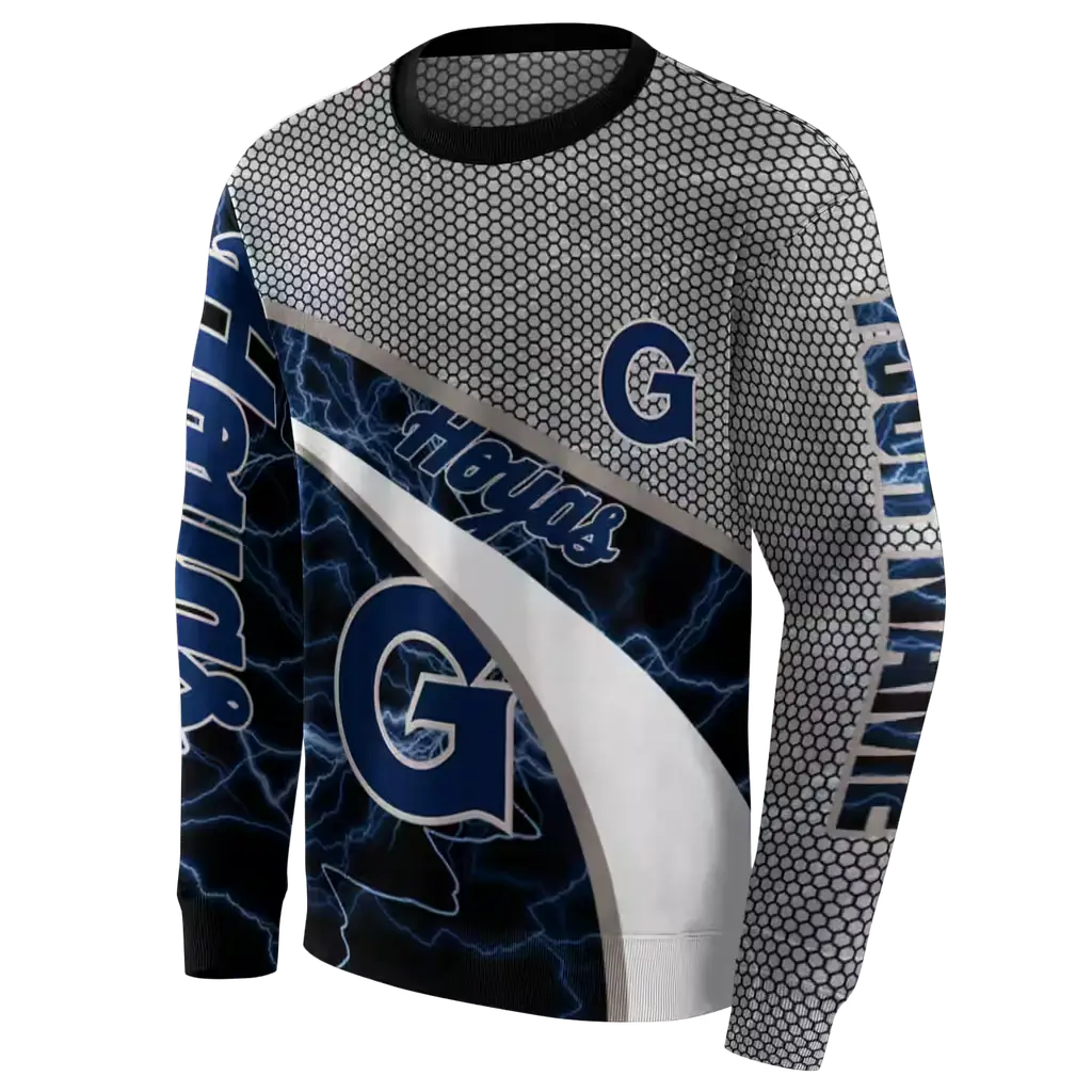 customized georgetown hoyas hexagonal mesh blue black gray hoodie new arrival customized georgetown hoyas hexagonal mesh blue black gray hoodie new arrival