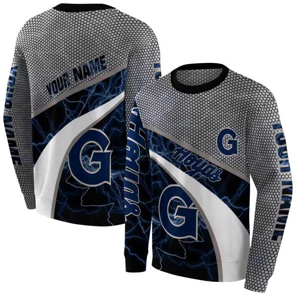 customized georgetown hoyas hexagonal mesh blue black gray hoodie premium grade customized georgetown hoyas hexagonal mesh blue black gray hoodie premium grade