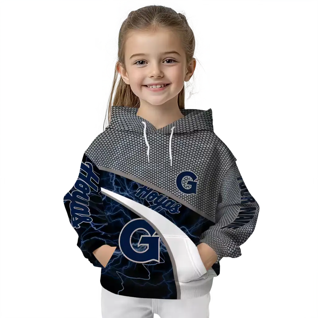 customized georgetown hoyas hexagonal mesh blue black gray hoodie top rated customized georgetown hoyas hexagonal mesh blue black gray hoodie top rated