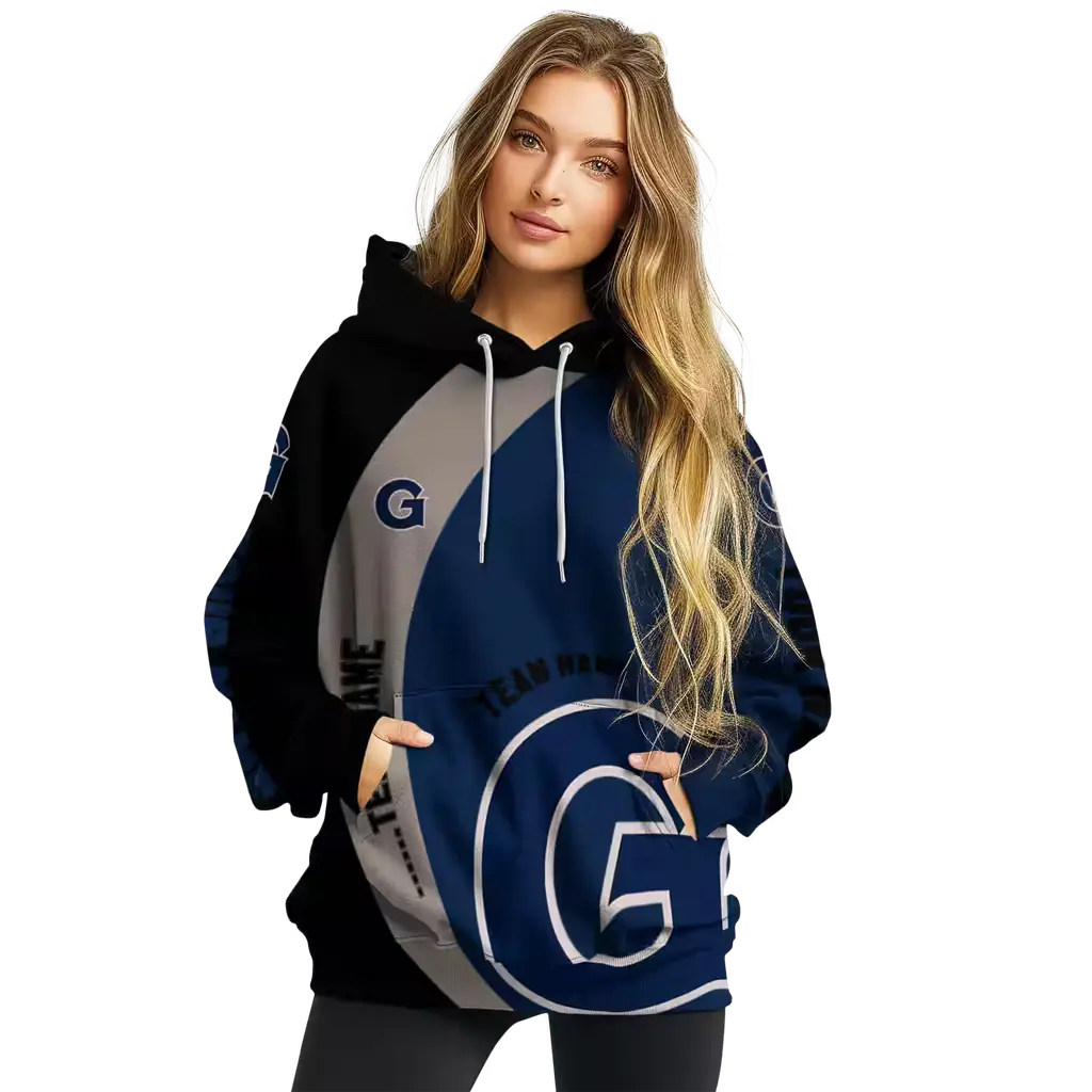customized georgetown hoyas minimalist design blue black hoodie high quality customized georgetown hoyas minimalist design blue black hoodie high quality