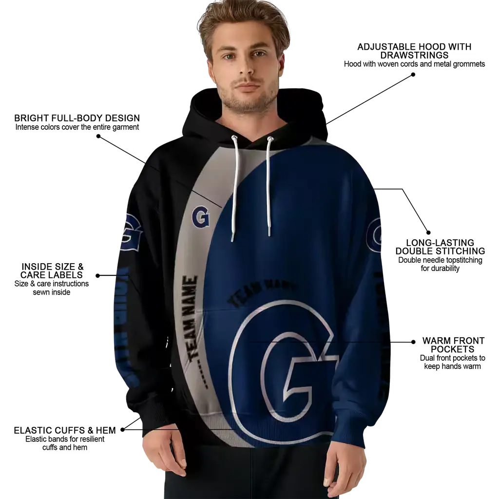 customized georgetown hoyas minimalist design blue black hoodie latest model customized georgetown hoyas minimalist design blue black hoodie latest model