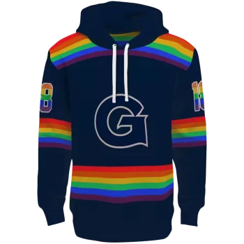customized georgetown hoyas rainbow stripes blue hoodie best selling