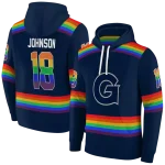 customized georgetown hoyas rainbow stripes blue hoodie best selling
