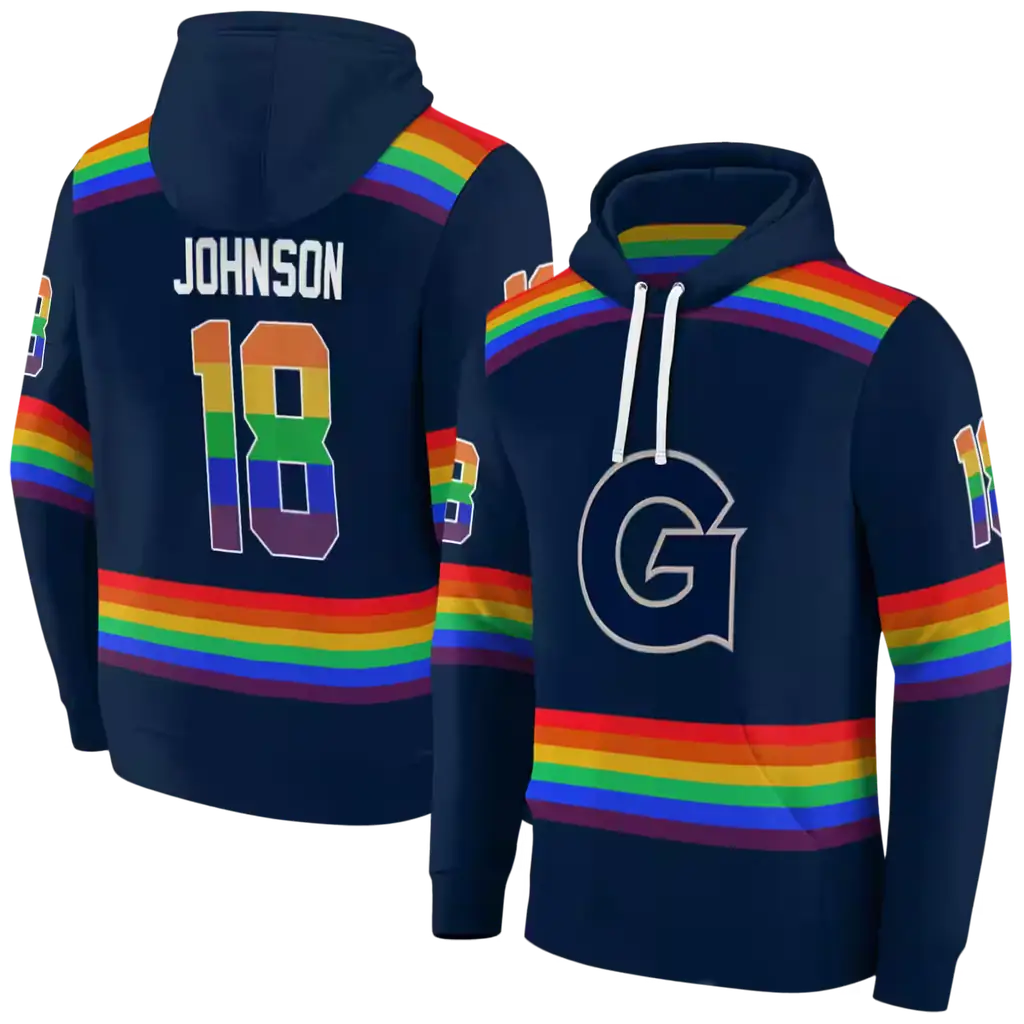 customized georgetown hoyas rainbow stripes blue hoodie fashion forward customized georgetown hoyas rainbow stripes blue hoodie fashion forward