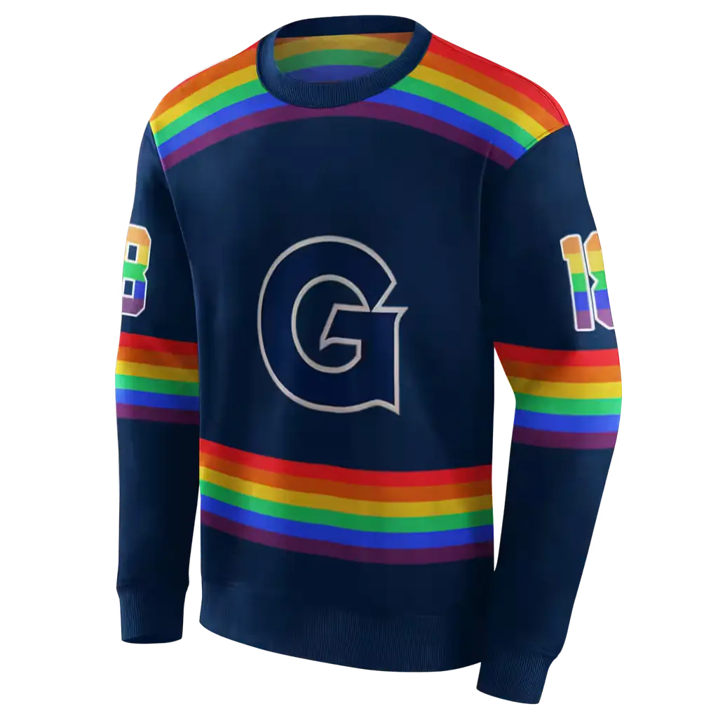 customized georgetown hoyas rainbow stripes blue hoodie new arrival customized georgetown hoyas rainbow stripes blue hoodie new arrival