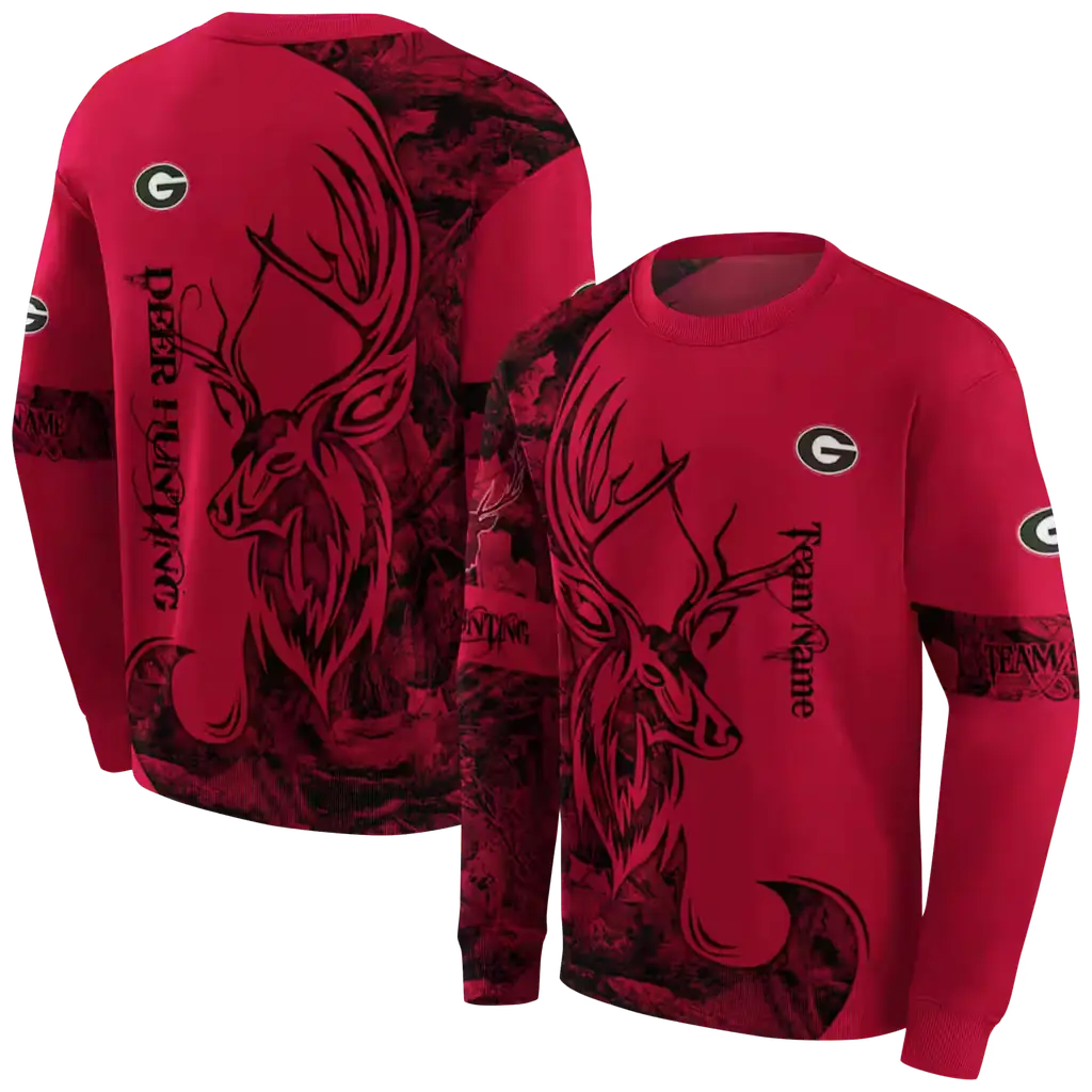 customized georgia bulldogs deer silhouette red hoodie premium grade customized georgia bulldogs deer silhouette red hoodie premium grade