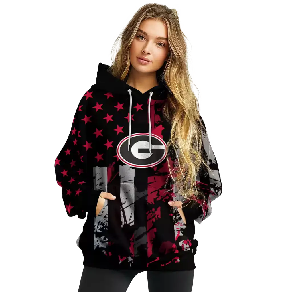 customized georgia bulldogs distressed flag red black hoodie high quality customized georgia bulldogs distressed flag red black hoodie high quality