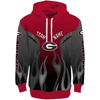 customized georgia bulldogs flame design red hoodie best selling